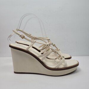 Tory Burch Miller Women's White Strappy Summer Wedge Sandals US Size 9M